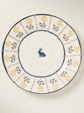 Anthropologie Millie Stoneware Dessert Salad Plate Bunny Rabbit HandPainted